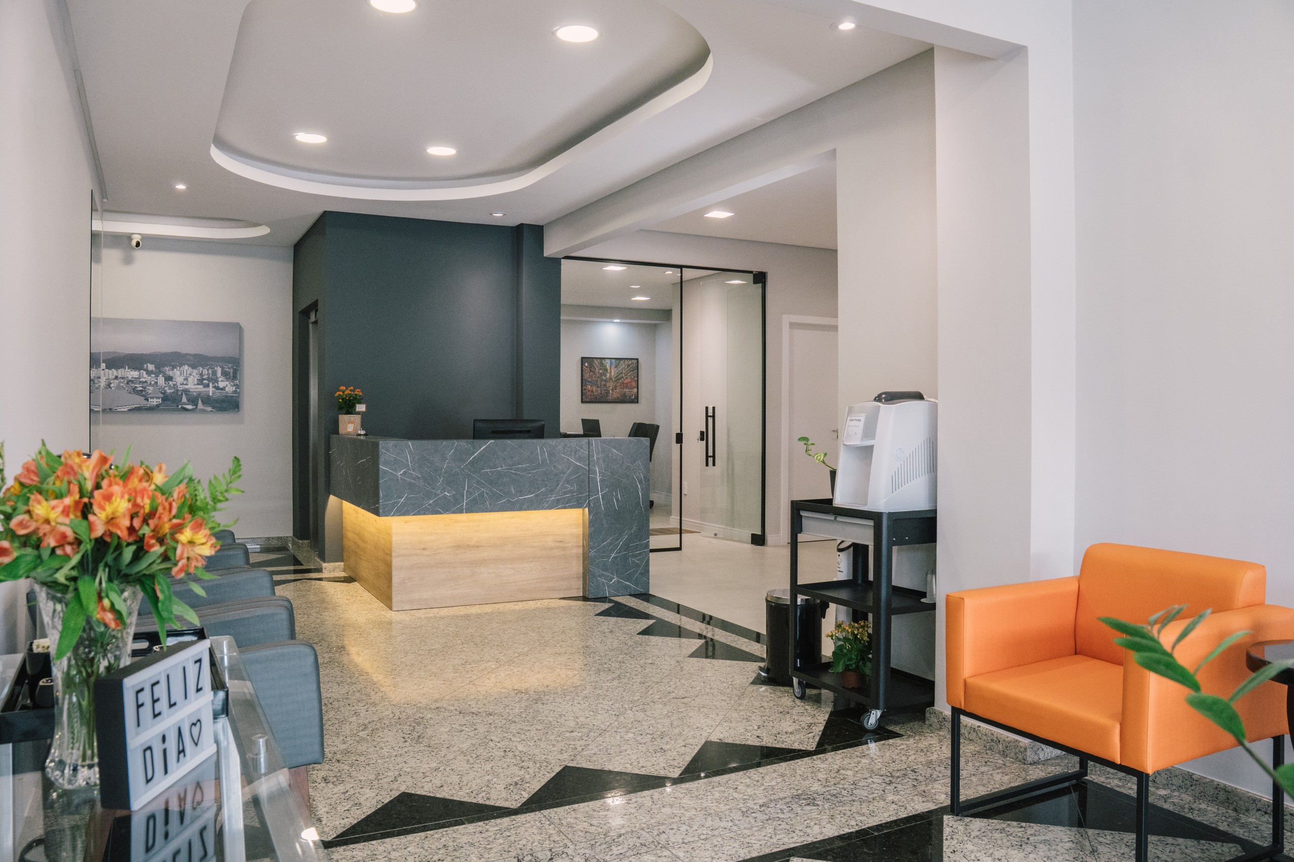 Recepção da Willtay Coworking, em Brusque